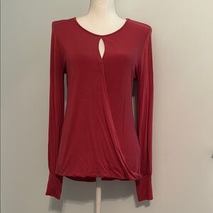 Cable & Gauge Red Long Sleeve Blouse